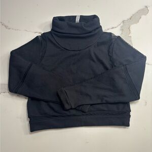 Alo Yoga Black Advance Mesh Mock Neck Long Sleeve Shirt